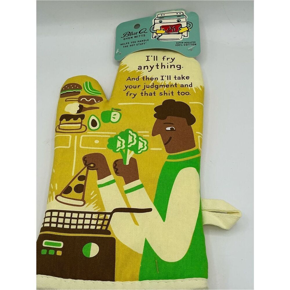 Blue Q I’ll Fry Anything oven mitt NWT